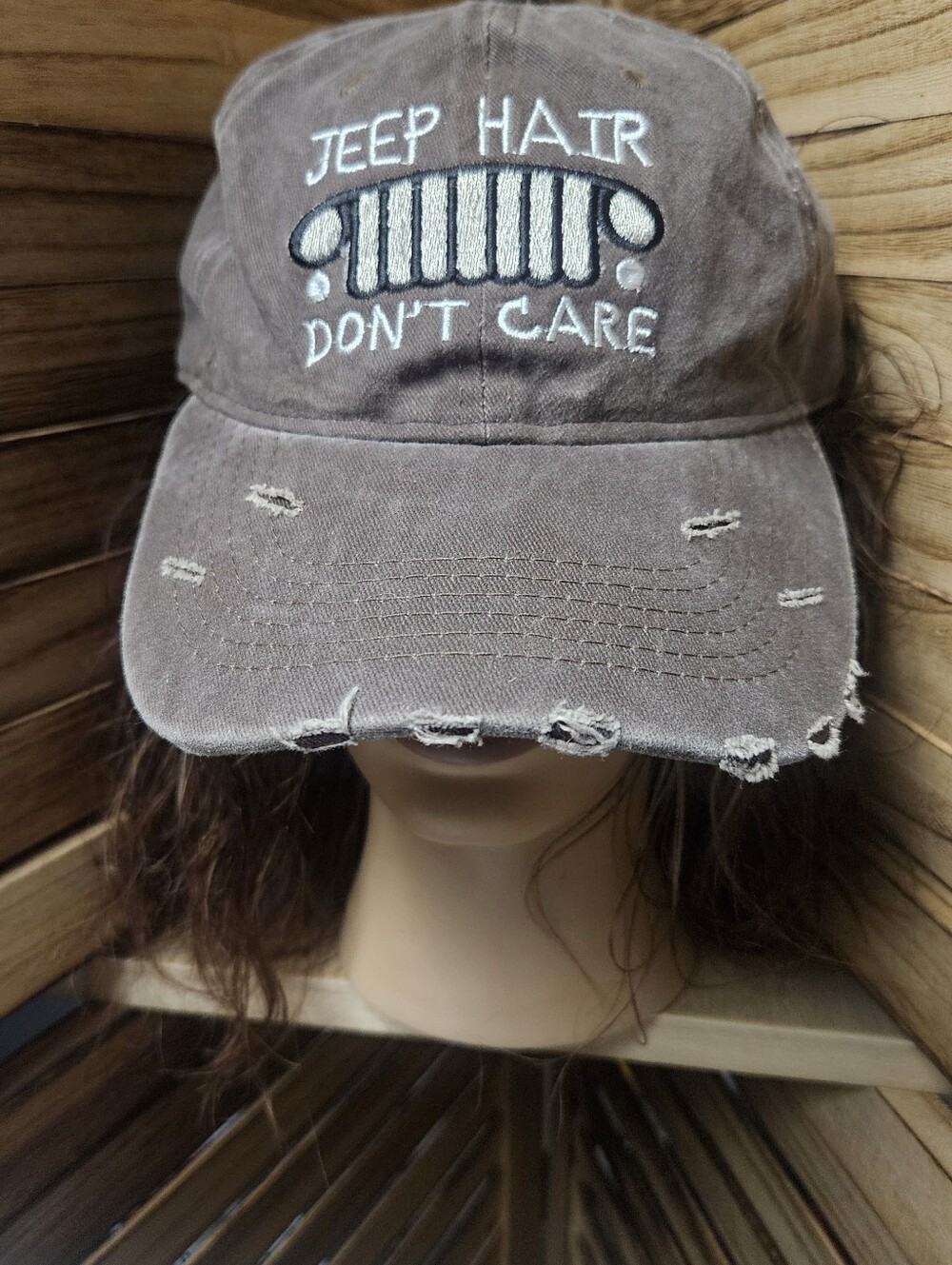 Jeep  Hair Don't Care Hook & Loop  Twill Brown Two Toned Hat Cap